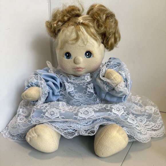 Mattel My Child Doll Strawberry Blonde Hair Blue Eyes Blue Lace Dress 1985 - Picture 1 of 16